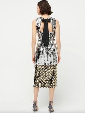 NWT J. Crew Two-Tone Chevron Sequin Midi Dress Size 0